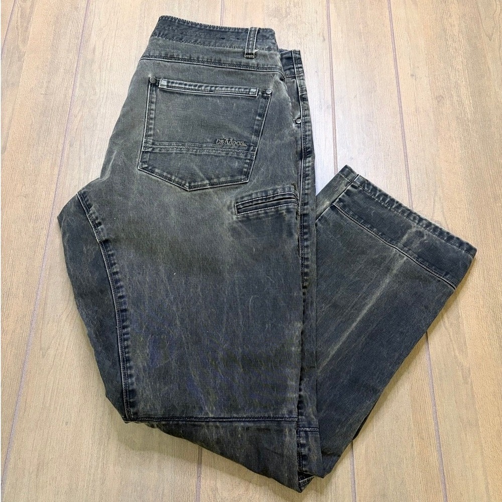 Kuhl Rydr Pants Mens 36x30 Charcoal Grey Vintage Patina Dye Articulated Workwear